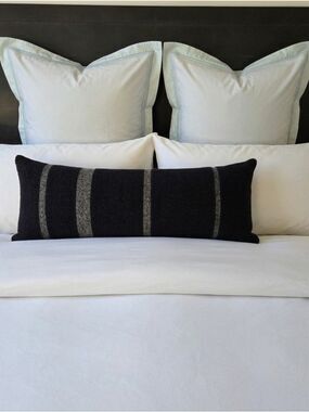 Restoration Hardware RH Euro Shams Pair 26x26 White Blue Green Embroidered Trim